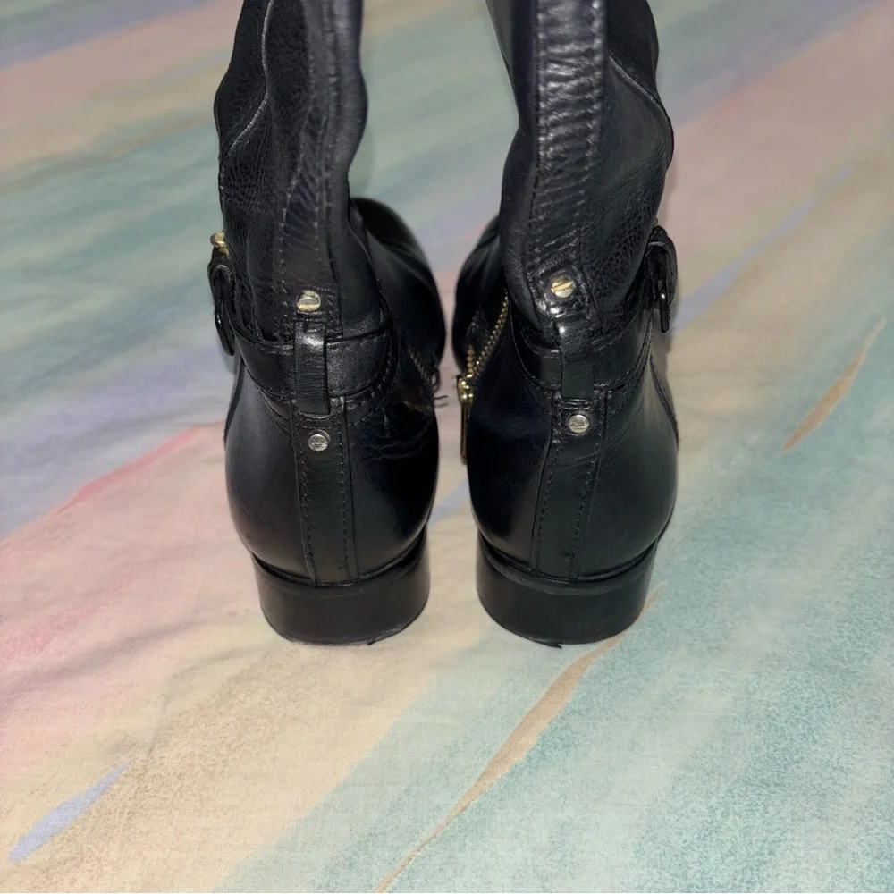 Tory Burch Nadine Riding Boots Black Leather 8.5